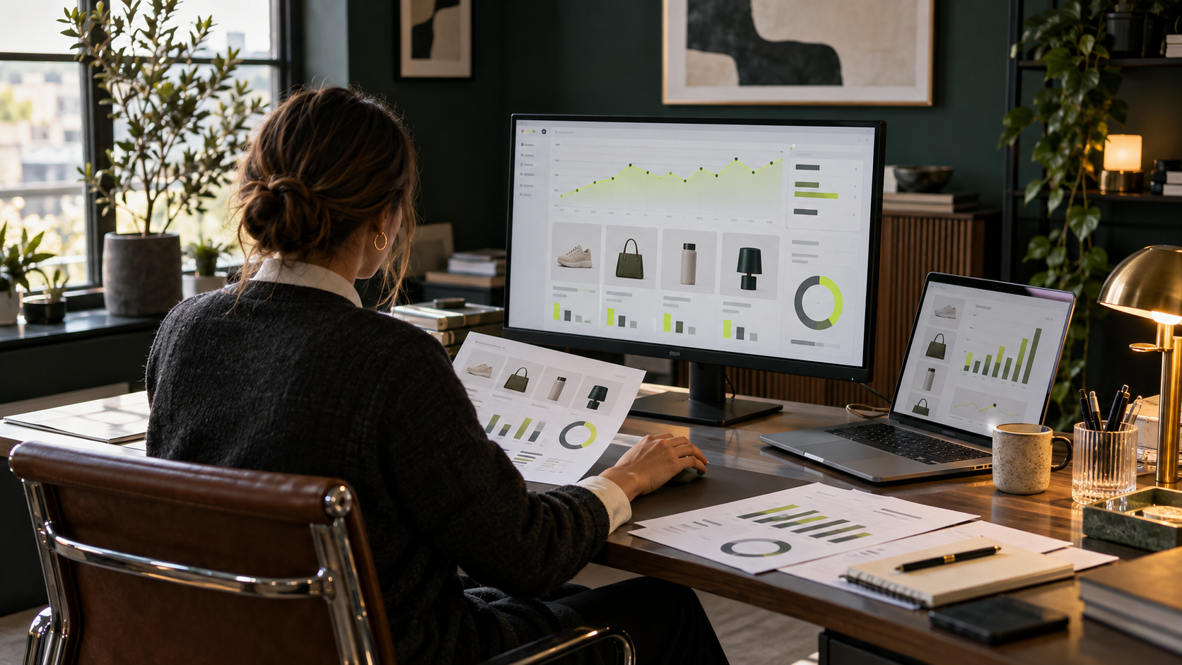 Commercial strategist reviewing product-level Shopping performance and revenue